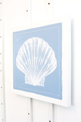 Scallop Shell on Blue