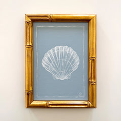 Petite Scallop Shell on Dusty Blue II