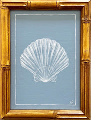 Petite Scallop Shell on Dusty Blue