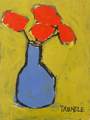 Red Flowers, Blue Vase