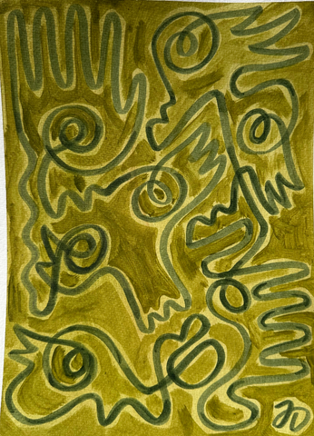 Fingers and Faces in Greens