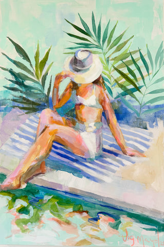Swimmer Figure with White Hat