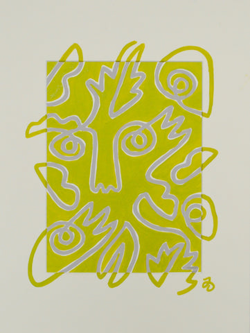 Fingers Faces & Plants in Green Mat