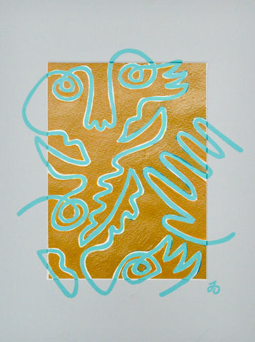 Fingers Faces & Plants in Mustard & Blue Mat
