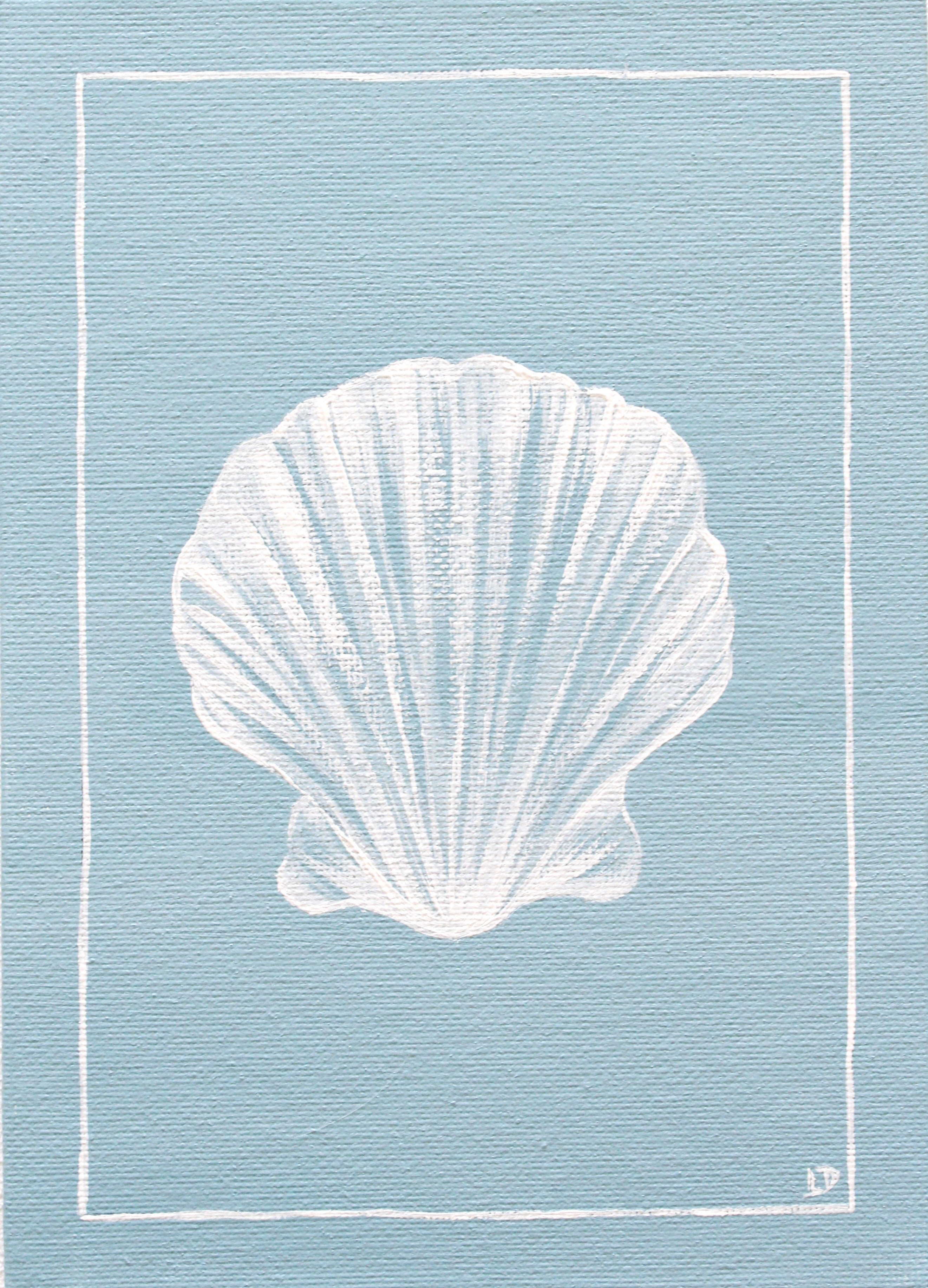 Petite Scallop Shell on Teal