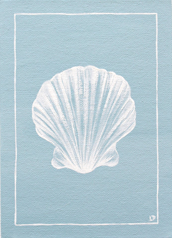 Petite Scallop Shell on Teal