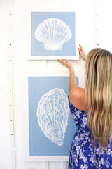 Scallop Shell on Blue