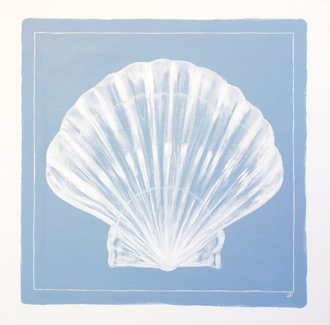 Scallop Shell on Blue